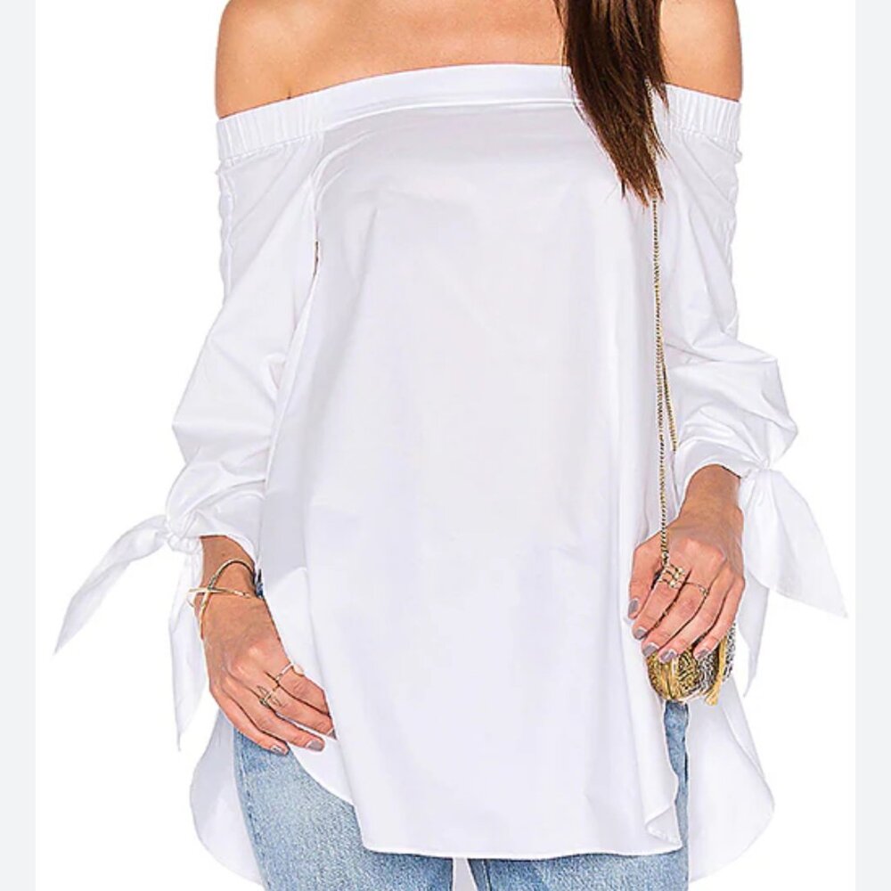 TIBI Revolve NEW Beachy Off The Shoulder Cotton Tunic Top Women's size 0